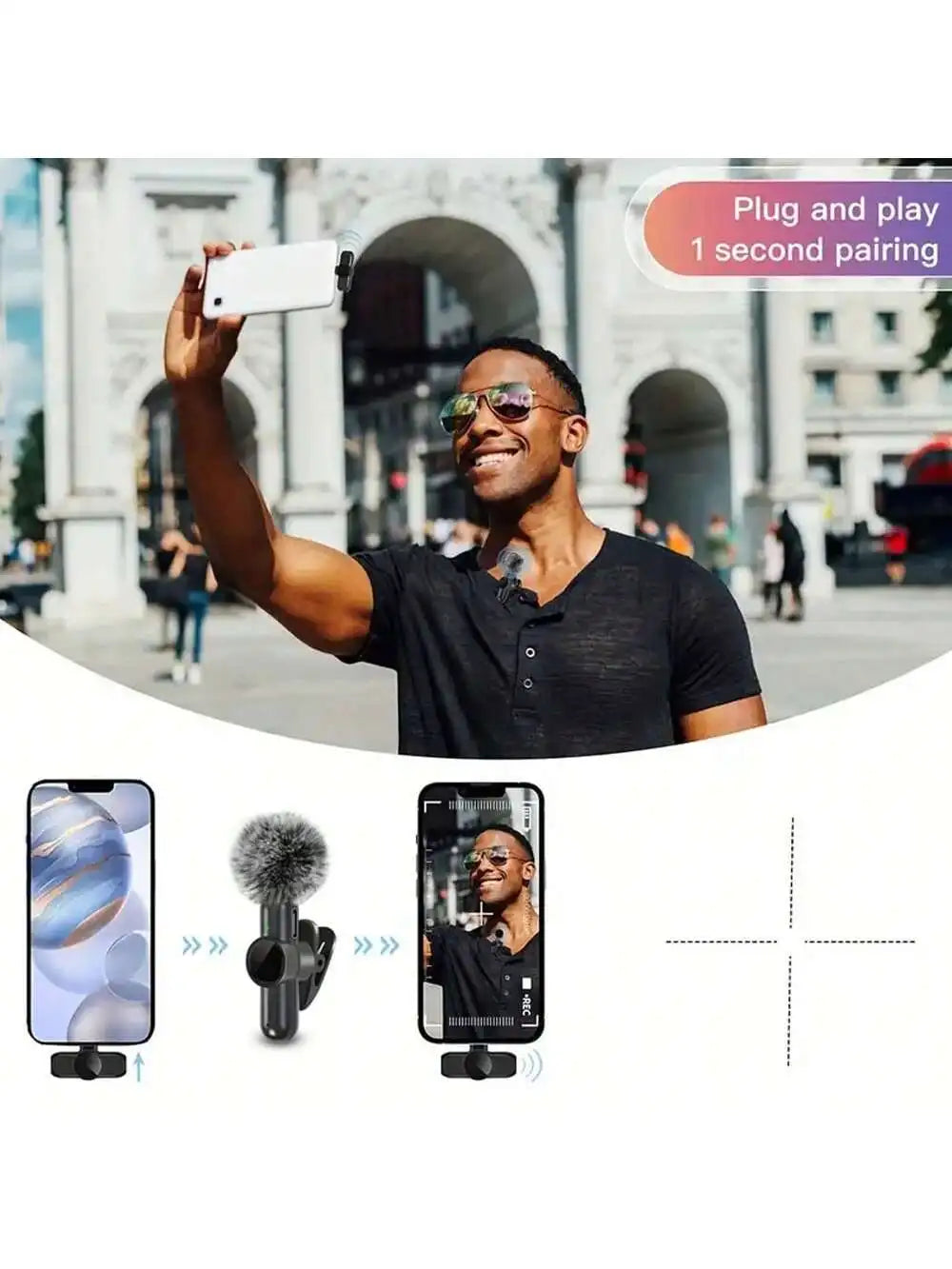 Wireless Lavalier Microphone – Mini Clip-On Mic for Live Streaming & Video Recording