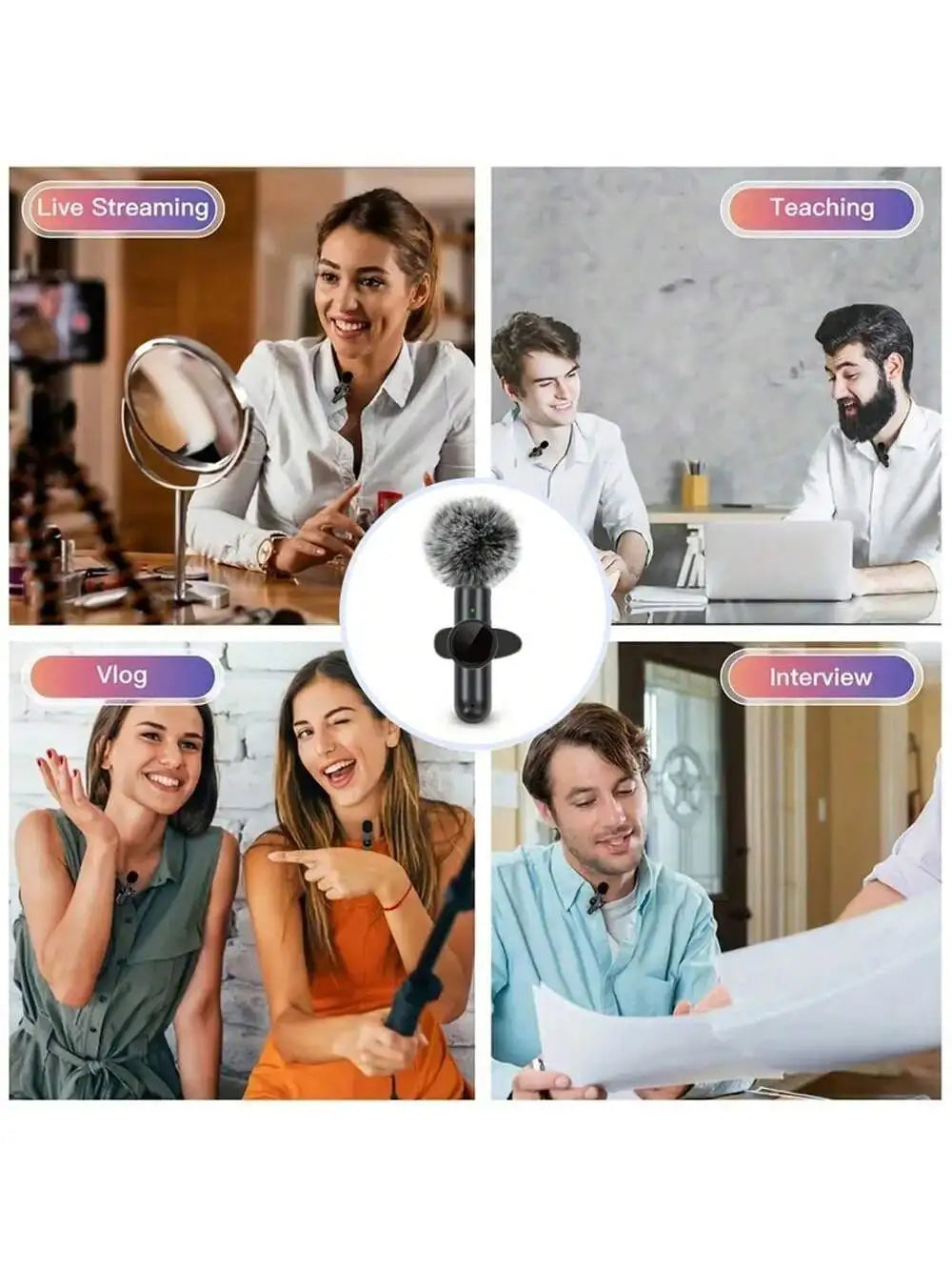 Wireless Lavalier Microphone – Mini Clip-On Mic for Live Streaming & Video Recording